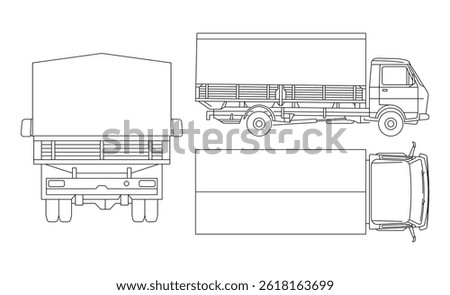 Truck set outline design with side top back views
