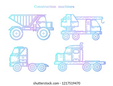 Truck Set .Vector construction transport icons set
