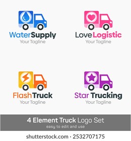 Logo-Vorlagensatz für LKW-Form. Gut für Unternehmen, Agentur, Gemeinschaft und Organisation