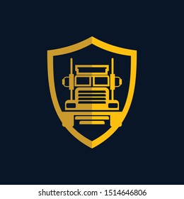 Truck Shield Transportation Creative Vector Logo