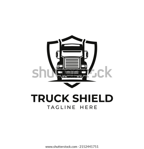 truck shield vector logo template\
illustration.This logo suitable for automotive company\
logo
