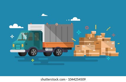 Truck. Shipping cargo delivery.  Transportation and logistic. Flat style.