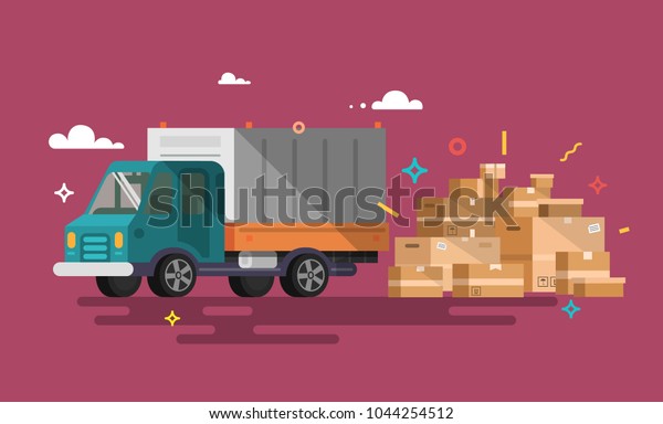 Truck. Shipping cargo delivery.  Transportation\
and logistic. Flat\
style.