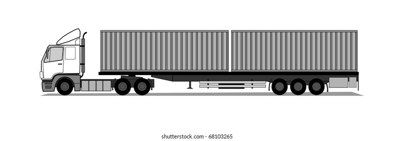 Truck with shipping containers