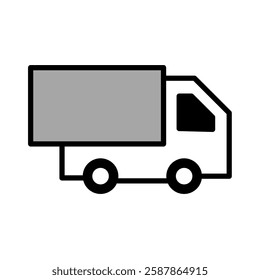 Truck shipping delivery with minimal icon. Sign and symbol. Vector line art, clip art, minimalist simple outline. Hand drawing technology illustration. Sticker print design