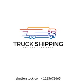 Truck shipping icon vector with colorful design. Fast moving shipping delivery truck line art vector icon for transportation apps and websites. Isolated on white background