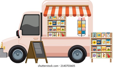 A truck shop selling souvenir  illustration