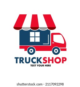 Truck shop vector logo template. This design use truck and shop symbol. Suitable for business