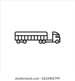 caminhão com kits laterais ícone do contorno do reboque. kits laterais trailer linha preta ilustração.