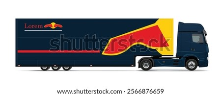 truck side view blue man race car auto cargo van empty iveco f1 team one big large heavy redbull box car new euro work haul motor fast send racing lorry ship car semi low hybrid eco zero carbon

