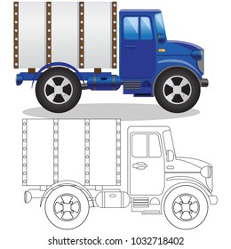 Truck. Side view. Isolated on white background. Vector illustration.