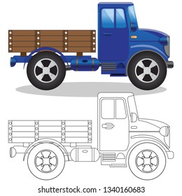 Truck. Side view. Isolated on white background. Vector illustration.