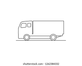 Truck side view line drawing vector