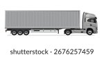 truck side view man Vector white daf auto Cargo empty 3d grey big large blue box euro car new euro road work haul motor fast white send sending semi ship giga factory hybrid eco zero emission