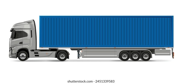 truck side view man Vector white daf auto Cargo empty 3d grey big large blue box euro car new euro Italy work haul motor fast white send sending actros ship giga factory hybrid eco zero emission