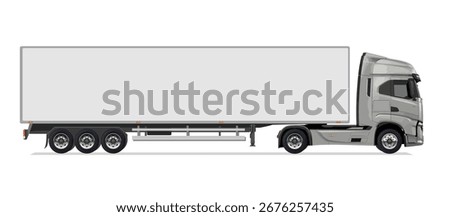 truck side view man Vector white daf auto Cargo empty 3d grey big large white box car new euro Italy work haul motor fast white send sending actros ship giga factory hybrid eco zero emission