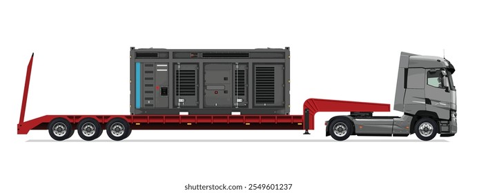 truck side view trailer load semi road car haul dig big large long lorry generator icon logo sign design template work build auto under work power drive carry cargo wheel mover
