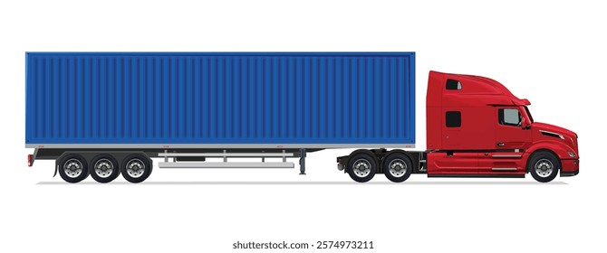 truck side view Vector white auto Cargo empty 3d grey big large blue box euro car new euro road work haul motor fast white send sending semi ship giga factory hybrid eco zero emission
