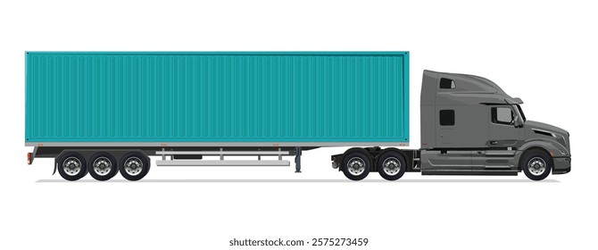 truck side view Vector white auto Cargo empty 3d grey big large blue box euro car new euro road work haul motor fast white send sending semi ship giga factory hybrid eco zero emission
