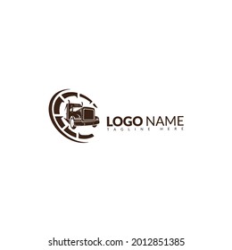Truck silhouette abstract logo template vector