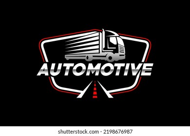 Truck silhouette abstract logo template vector. suitable for cargo logo, delivery cargo trucks, Logistic
