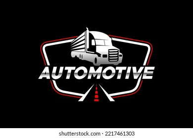 Truck silhouette abstract logo template vector. suitable for cargo logo, delivery cargo trucks, Logistic