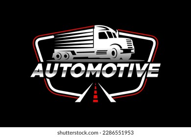 Truck silhouette abstract logo template vector. suitable for cargo logo, delivery cargo trucks, Logistic