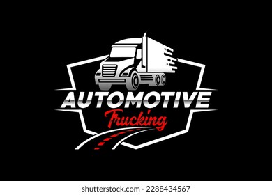 Truck silhouette abstract logo template vector. suitable for cargo logo, delivery cargo trucks, Logistic