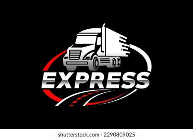 Truck silhouette abstract logo template vector. suitable for cargo logo, delivery cargo trucks, Logistic