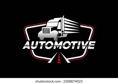 Truck silhouette abstract logo template vector. suitable for cargo logo, delivery cargo trucks, Logistic