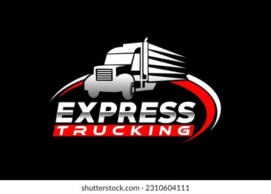 Truck silhouette abstract logo template vector. suitable for cargo logo, delivery cargo trucks, Logistic