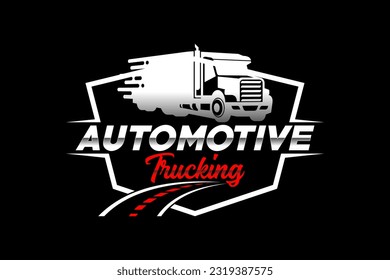 Truck silhouette abstract logo template vector. suitable for cargo logo, delivery cargo trucks, Logistic