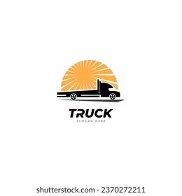 Truck silhouette abstract logo template vector