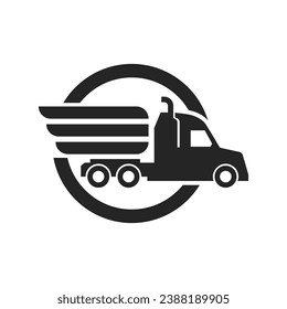 Truck silhouette abstract logo template vector. Logistic delivery, express fast shipping logo design template