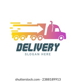 Truck silhouette abstract logo template vector. Logistic delivery, express fast shipping logo design template