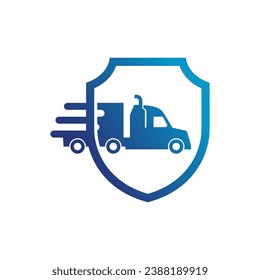 Truck silhouette abstract logo template vector. Logistic delivery, express fast shipping logo design template