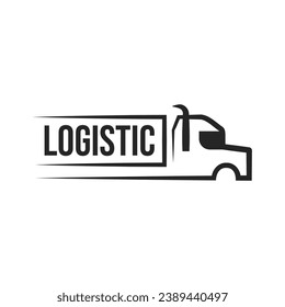 Truck silhouette abstract logo template vector. Logistic delivery, express fast shipping logo design template