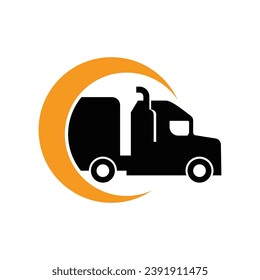 Truck silhouette abstract logo template vector. Logistic delivery, express fast shipping logo design template