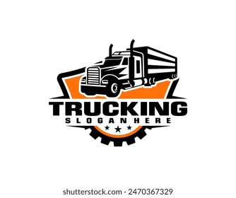 Truck silhouette abstract logo template vector suitable for cargo trucks Logistic logo.