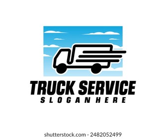 Truck silhouette abstract logo template vector suitable for cargo trucks Logistic logo.