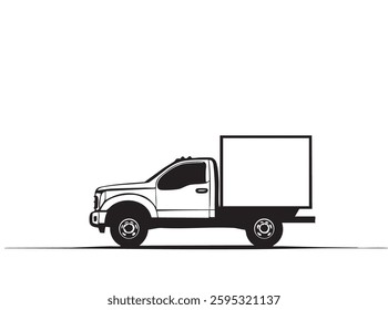 Truck silhouette black and white illustration