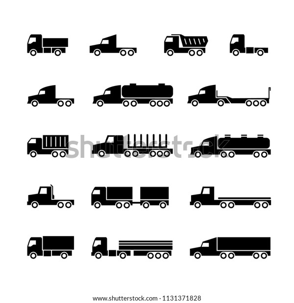 Truck Silhouette Icons Shipping Cargo Trukcs Stock Vector (Royalty Free ...