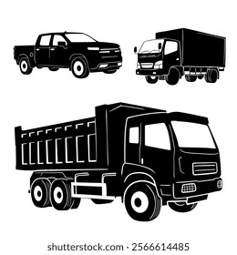 truck silhouette logo icon collection