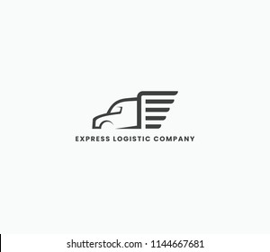 Truck silhouette logo template vector