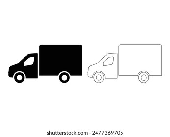 Truck silhouette and outline icon vector. Truck silhouette and outline isolated white background. Vector Illustration