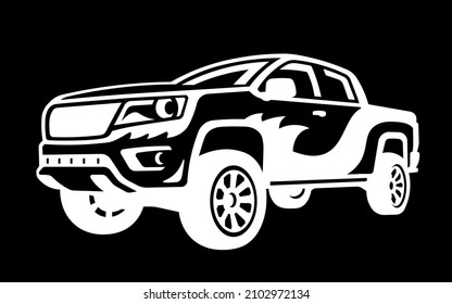 Truck silhouette with transparent background, vector illustration suitable for laser cutting, cut, and craft projects