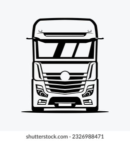 Truck Silhouette Vector Illustration Front View. Best for Trucking Related Industry