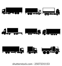 truck silhouette vector set design