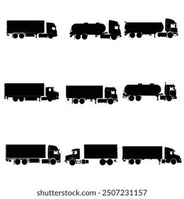 truck silhouette vector set design