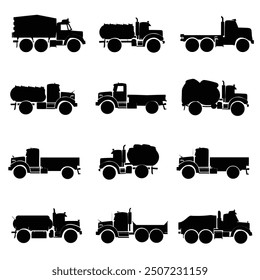 truck silhouette vector set design